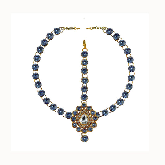 Firozi Stone Stud-Gold Platted Brass Tika Set Pack Of-1 (sku-man306)