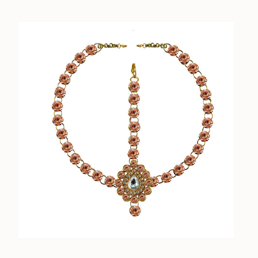 Pich Stone Stud-Gold Platted Brass Tika Set Pack Of-1 (sku-man307)