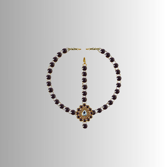 Jamani Stone Stud-Gold Platted Brass Tika Set Pack Of-1 (sku-man309)