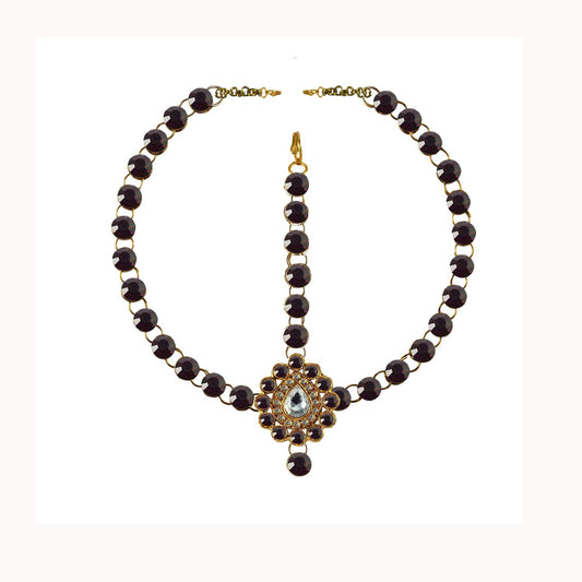 Jamani Stone Stud-Gold Platted Brass Tika Set Pack Of-1 (sku-man309)