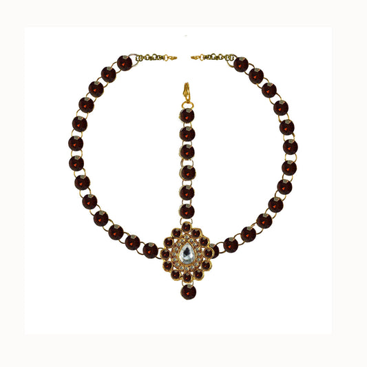Copper Stone Stud-Gold Platted Brass Tika Set Pack Of-1 (sku-man314)