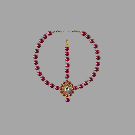 Rani Stone Stud-Gold Platted Brass Tika Set Pack Of-1 (sku-man323)