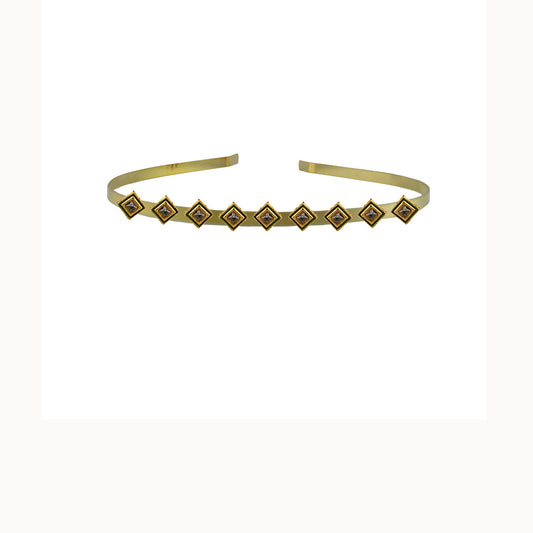 Golden Stone Studd Brass Hair Band Pack Of-1 (sku-man601)