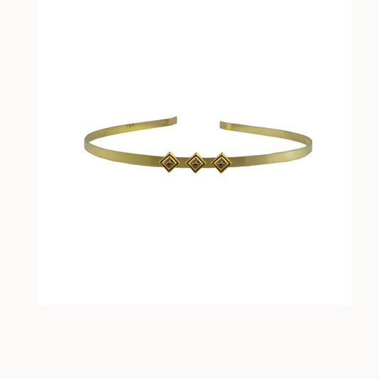Golden Stone Studd Brass Hair Band Pack Of-1 (sku-man602)