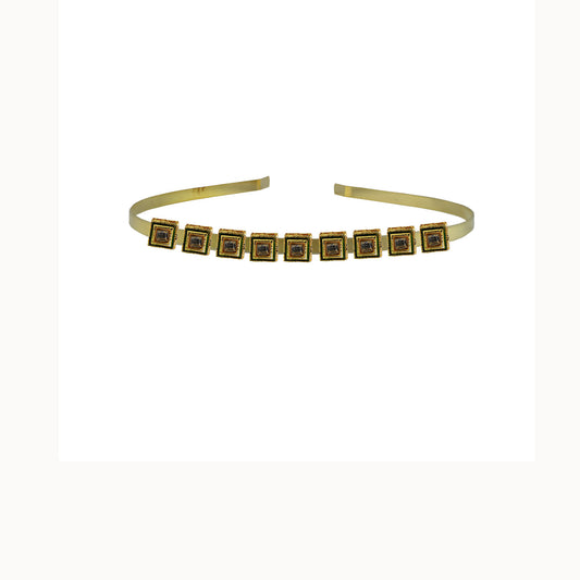 Golden Stone Studd Brass Hair Band Pack Of-1 (sku-man603)