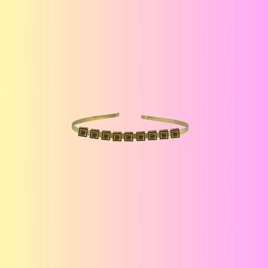 Golden Stone Studd Brass Hair Band Pack Of-1 (sku-man603)