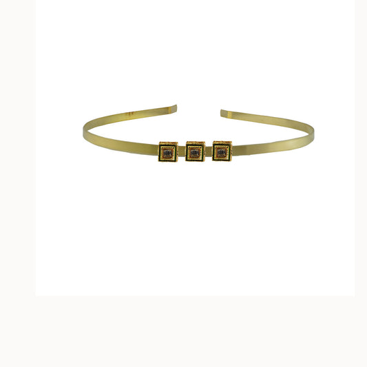 Golden Stone Studd Brass Hair Band Pack Of-1 (sku-man604)