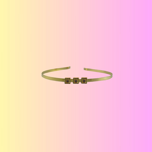 Golden Stone Studd Brass Hair Band Pack Of-1 (sku-man604)