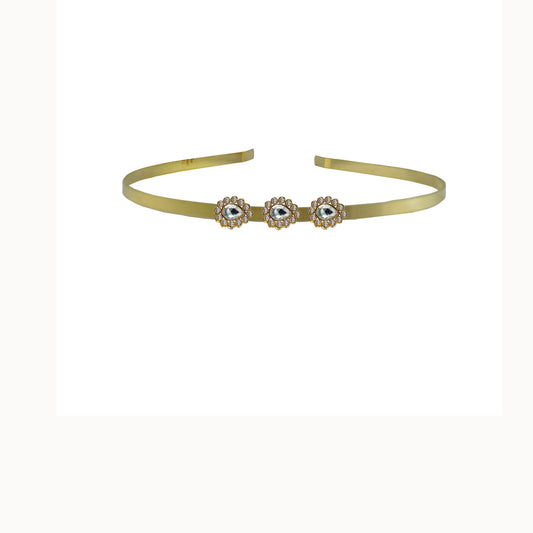Golden Stone Studd Brass Hair Band Pack Of-1 (sku-man606)
