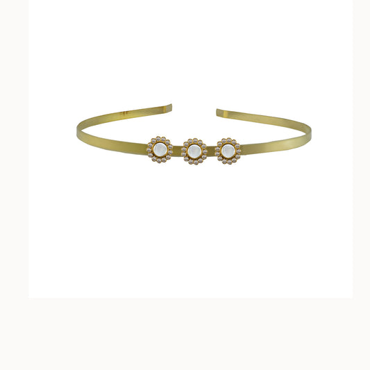 Golden Stone Studd Brass Hair Band Pack Of-1 (sku-man607)