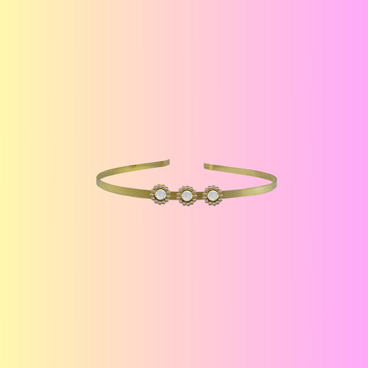 Golden Stone Studd Brass Hair Band Pack Of-1 (sku-man607)