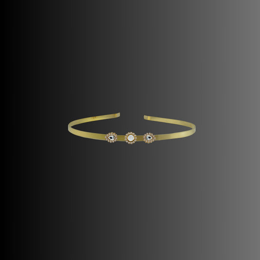 Golden Stone Studd Brass Hair Band Pack Of-1 (sku-man755)