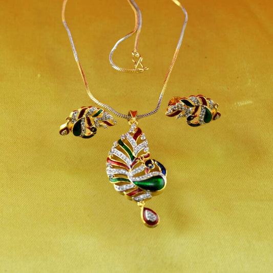 Gold Platted Meenakari Pendants set Pack Of-3 (sku-nec11)
