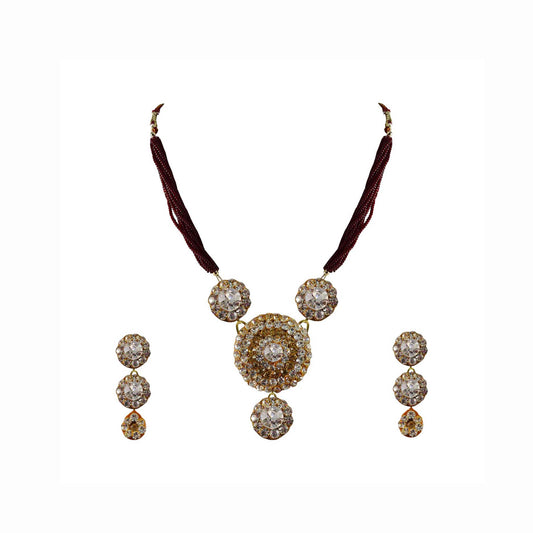 Multi Stone Stud-Pure Lakh Brass Pendant Set Pack Of-3 (sku-nec1131)