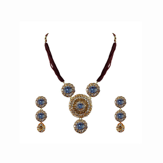 Multi Stone Stud-Pure Lakh Brass Pendant Set Pack Of-3 (sku-nec1134)