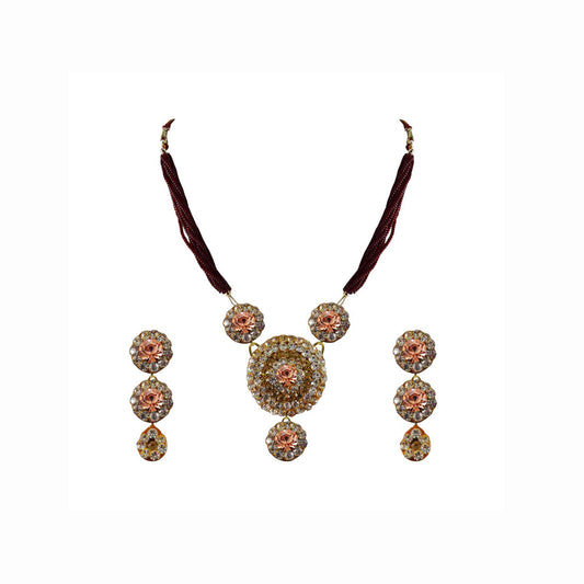 Multi Stone Stud-Pure Lakh Brass Pendant Set Pack Of-3 (sku-nec1135)