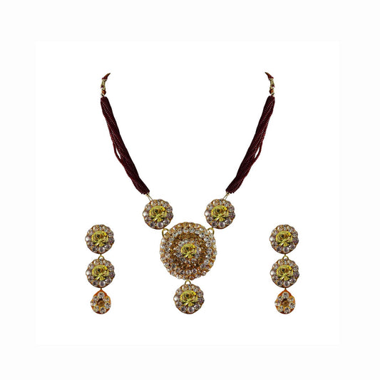 Multi Stone Stud-Pure Lakh Brass Pendant Set Pack Of-3 (sku-nec1136)