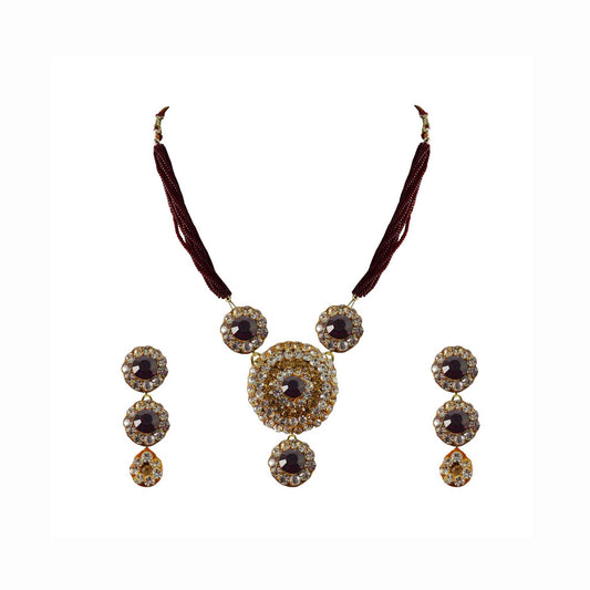 Multi Stone Stud-Pure Lakh Brass Pendant Set Pack Of-3 (sku-nec1137)