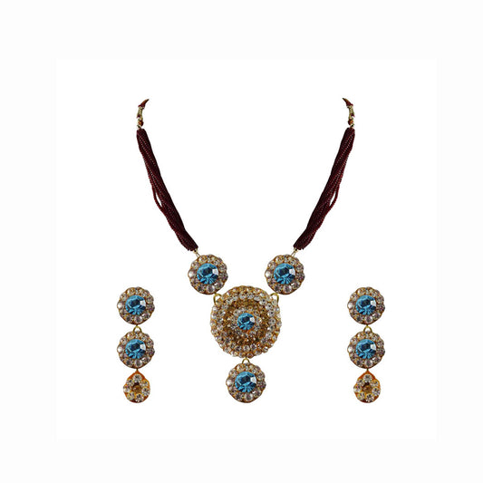 Multi Stone Stud-Pure Lakh Brass Pendant Set Pack Of-3 (sku-nec1139)