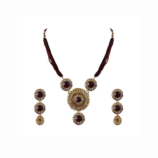 Multi Stone Stud-Pure Lakh Brass Pendant Set Pack Of-3 (sku-nec1140)