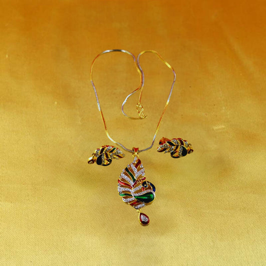 Gold Platted Meenakari Pendants set Pack Of-3 (sku-nec11)