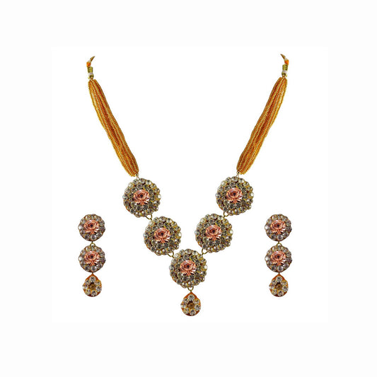 Multi Stone Stud-Pure Lakh Brass Pendant Set Pack Of-3 (sku-nec1289)