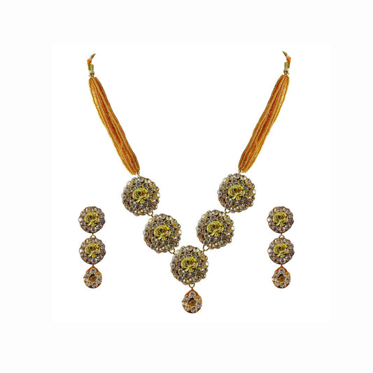 Multi Stone Stud-Pure Lakh Brass Pendant Set Pack Of-3 (sku-nec1290)