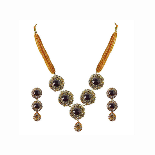 Multi Stone Stud-Pure Lakh Brass Pendant Set Pack Of-3 (sku-nec1291)
