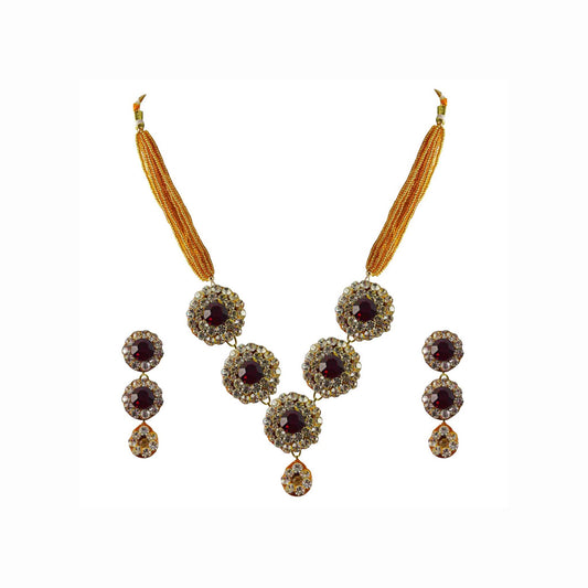 Multi Stone Stud-Pure Lakh Brass Pendant Set Pack Of-3 (sku-nec1294)