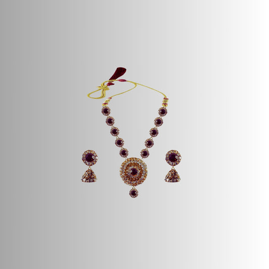 Multi Stone Stud-Pure Lakh Brass Necklace set  Pack Of-3 (sku-nec1360)