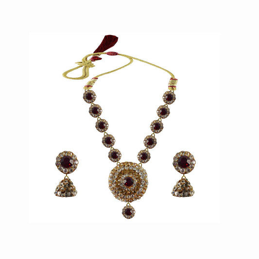 Multi Stone Stud-Pure Lakh Brass Necklace set  Pack Of-3 (sku-nec1360)