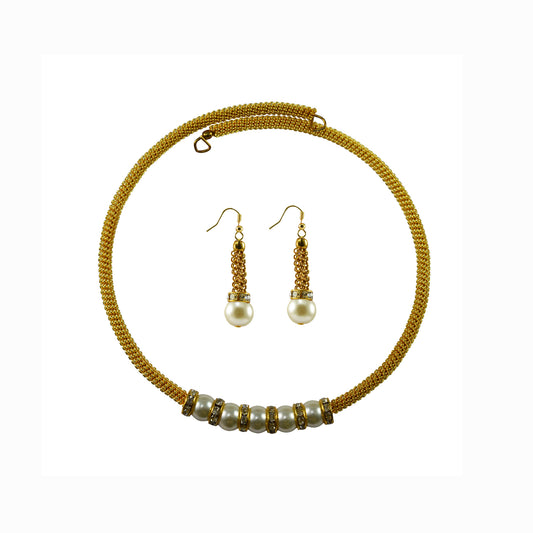 Golden Stone Stud-Gold Platted Brass Hasli (Necklace) Pack Of-3 (sku-nec1380)