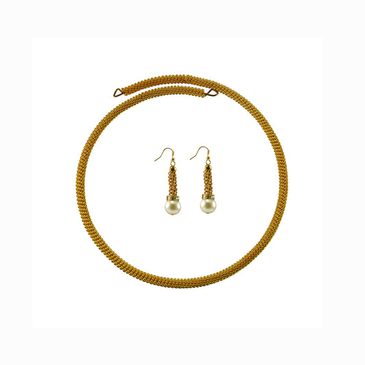 Golden Stone Stud-Gold Platted Brass Hasli (Necklace) Pack Of-3 (sku-nec1382)