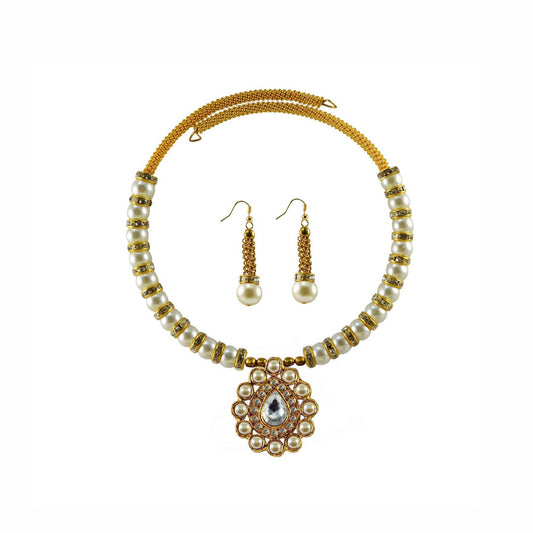 Golden Stone Stud-Gold Platted Brass Hasli (Necklace) Pack Of-3 (sku-nec1538)