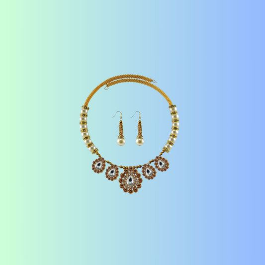 Multi Stone Stud-Gold Platted Brass Hasli (Necklace) Pack Of-3 (sku-nec1697)