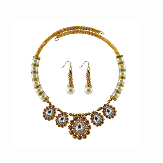 Multi Stone Stud-Gold Platted Brass Hasli (Necklace) Pack Of-3 (sku-nec1697)