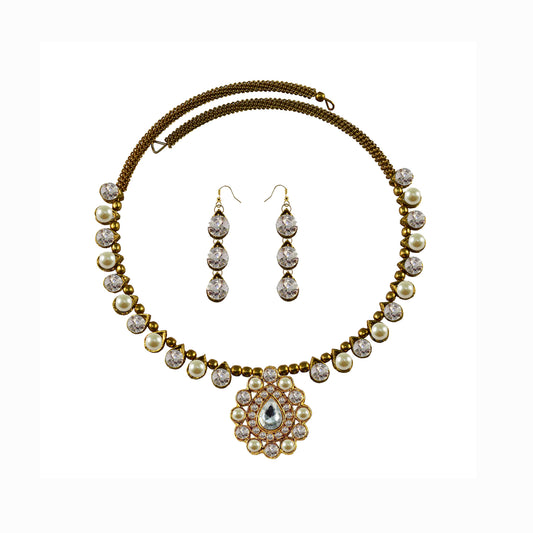 Multi Stone Stud-Gold Platted Brass Hasli (Necklace) Pack Of-3 (sku-nec1911)