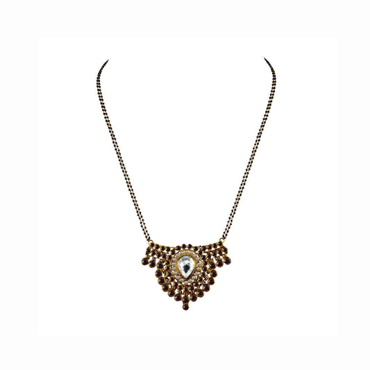 Golden Stone Stud-Gold Platted Brass Mangalsutra Pack Of-1 (sku-nec2923)