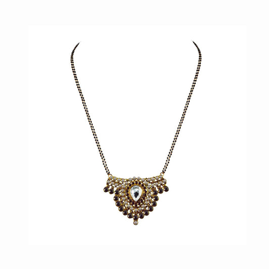 Golden Stone Stud-Gold Platted Brass Mangalsutra Pack Of-1 (sku-nec2927)