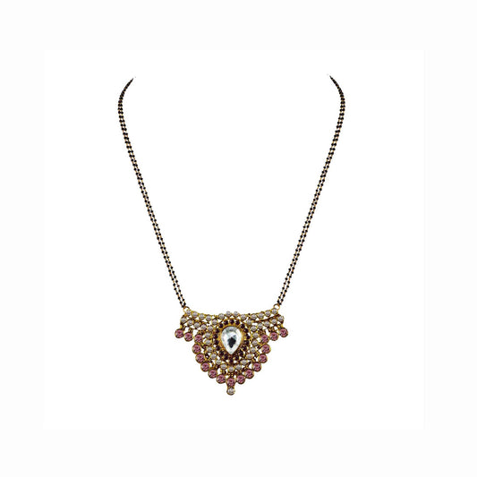Golden Stone Stud-Gold Platted Brass Mangalsutra Pack Of-1 (sku-nec2928)