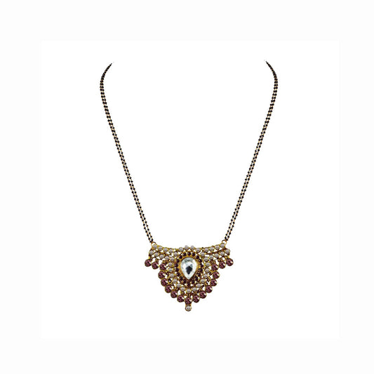Golden Stone Stud-Gold Platted Brass Mangalsutra Pack Of-1 (sku-nec2933)