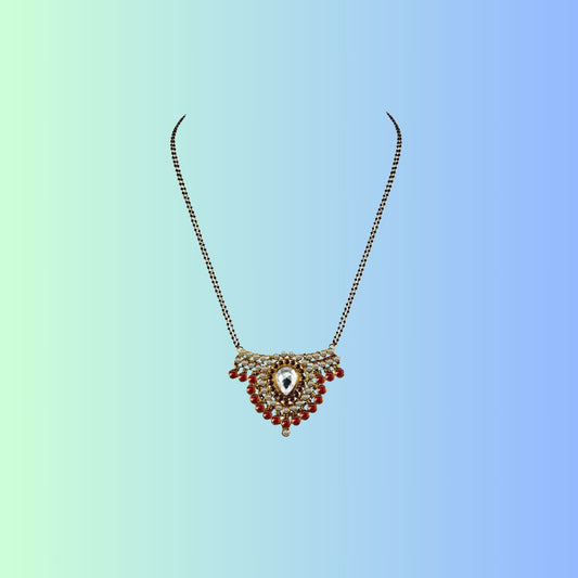 Golden Stone Stud-Gold Platted Brass Mangalsutra Pack Of-1 (sku-nec2935)