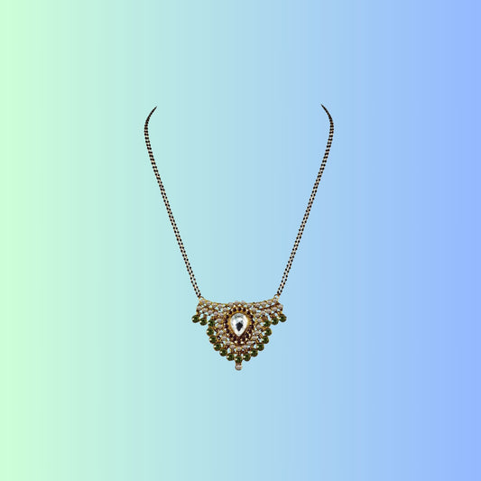 Golden Stone Stud-Gold Platted Brass Mangalsutra Pack Of-1 (sku-nec2936)