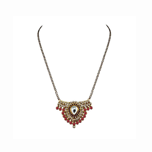 Golden Stone Stud-Gold Platted Brass Mangalsutra Pack Of-1 (sku-nec2937)