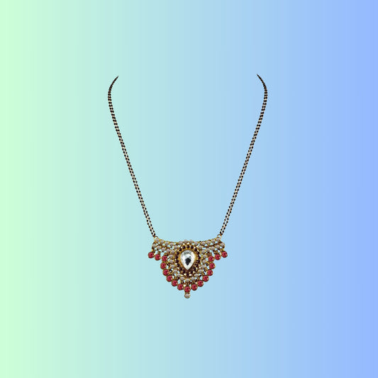 Golden Stone Stud-Gold Platted Brass Mangalsutra Pack Of-1 (sku-nec2937)