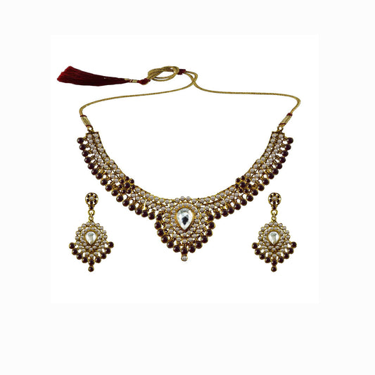 Multi Stone Stud-Gold Platted Brass Necklace set  Pack Of-3 (sku-nec3101)