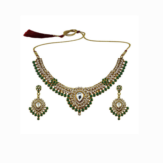 Multi Stone Stud-Gold Platted Brass Necklace set  Pack Of-3 (sku-nec3102)