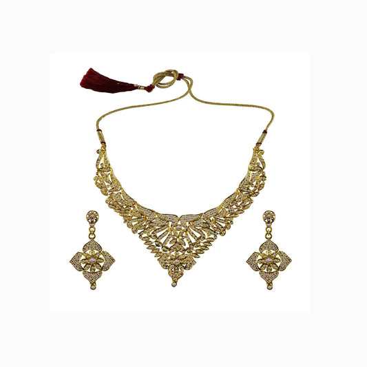 Multi Stone Stud-Gold Platted Brass Necklace set  Pack Of-3 (sku-nec3132)