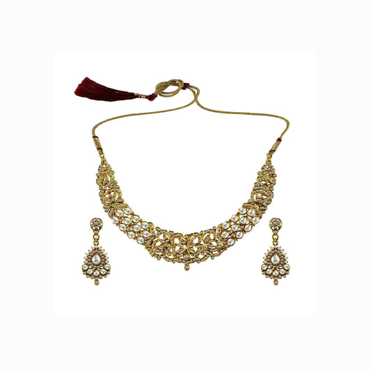 Multi Stone Stud-Gold Platted Brass Necklace set  Pack Of-3 (sku-nec3138)