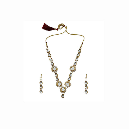 Golden Stone Stud-Gold Platted Brass Necklace set  Pack Of-3 (sku-nec3157)